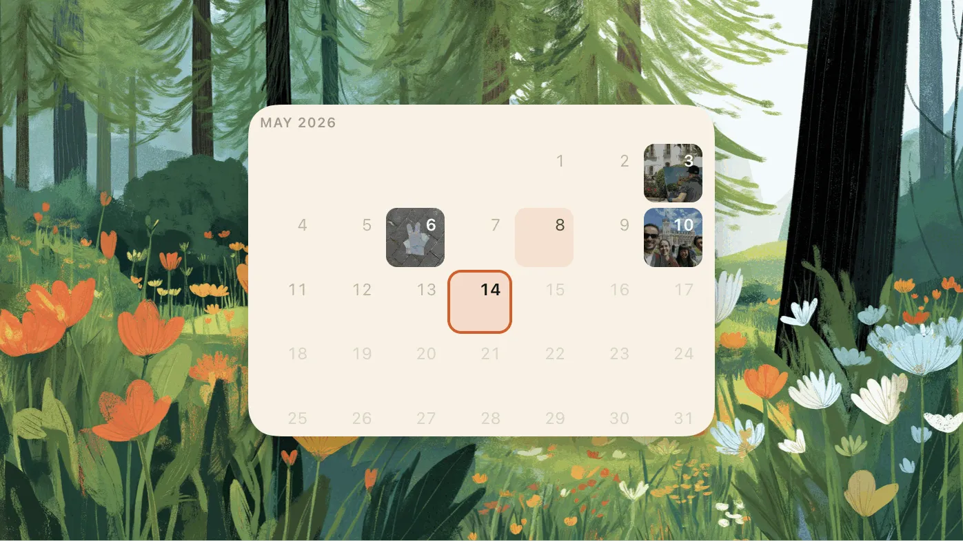 Calendar view with clickable dates