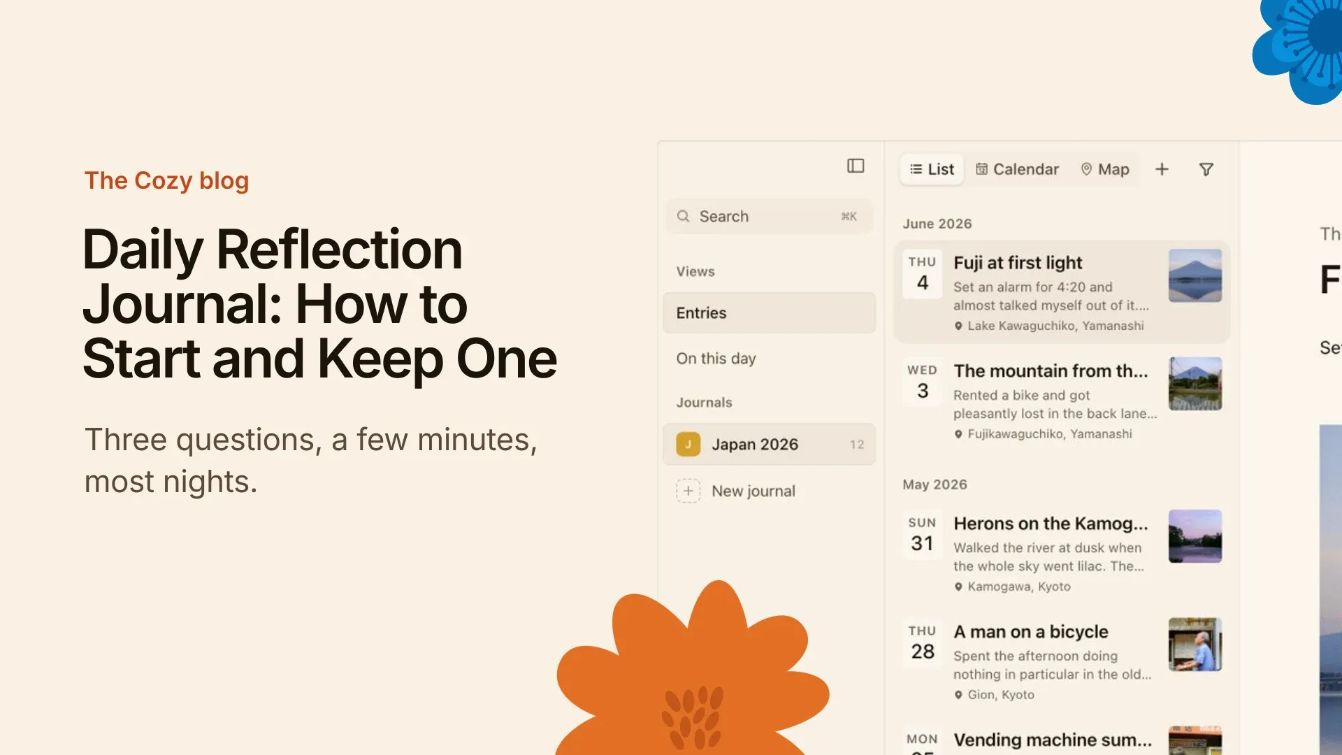 Cozy cover: What a daily reflection journal looks like, and how to start one