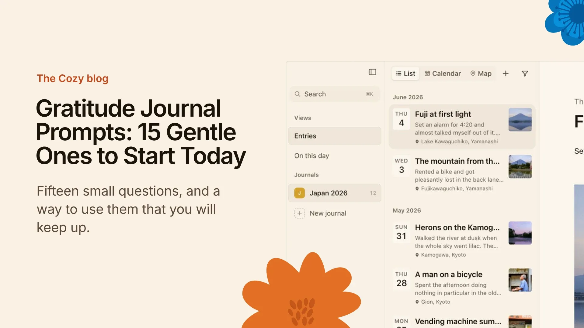 Cozy cover: Gratitude journal prompts: 15 gentle ones to start today