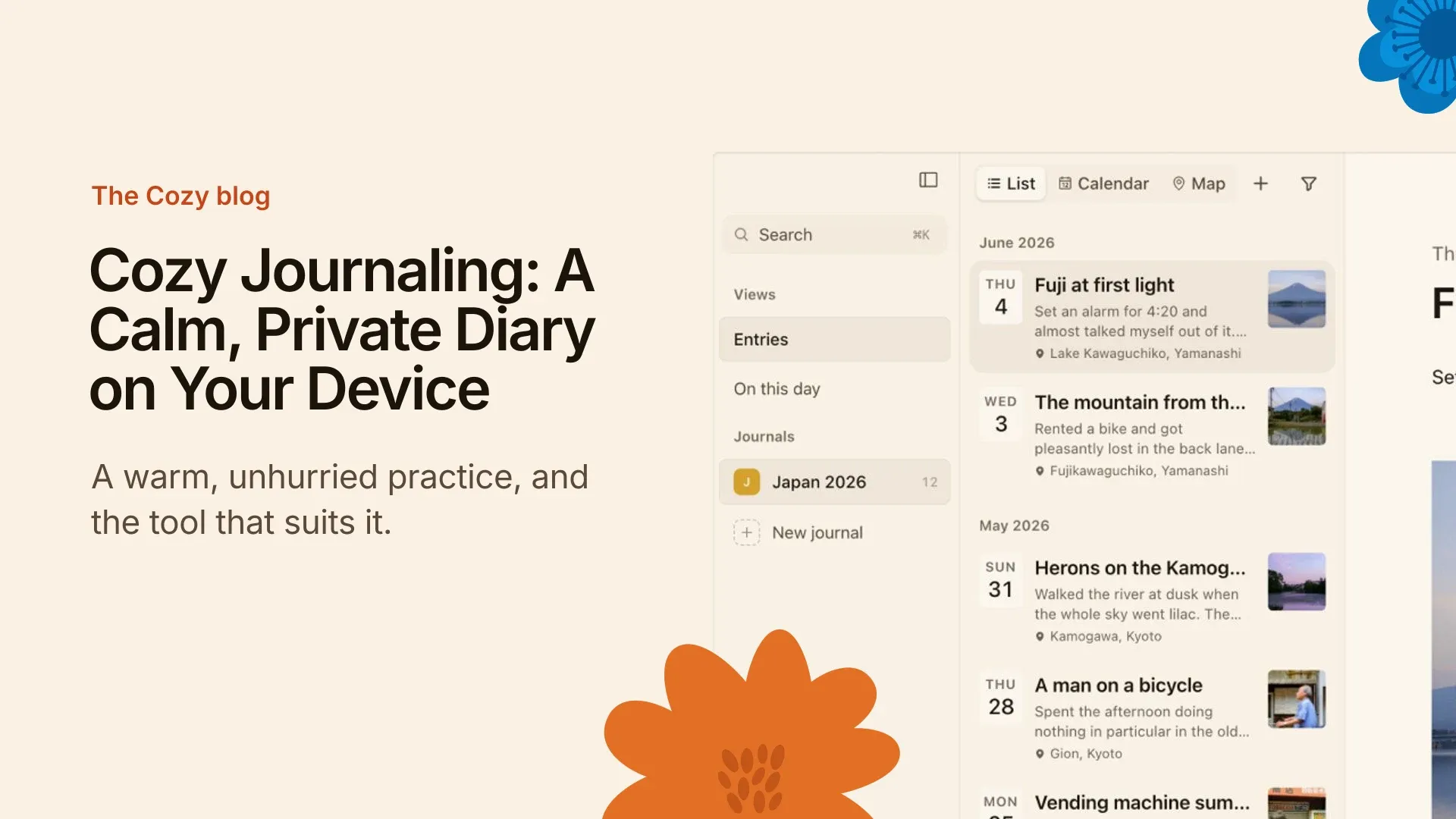 Cozy cover: Cozy journaling: a calm, private way to keep a diary