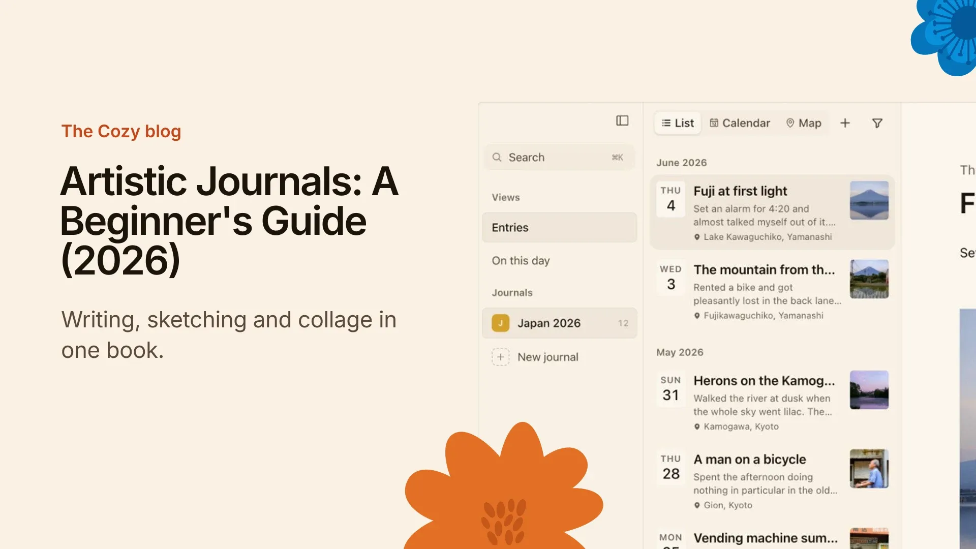 Cozy cover: Artistic journals: a guide for beginners, on paper and on screen