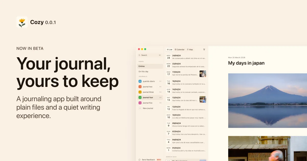 Cozy 0.0.1 beta interface