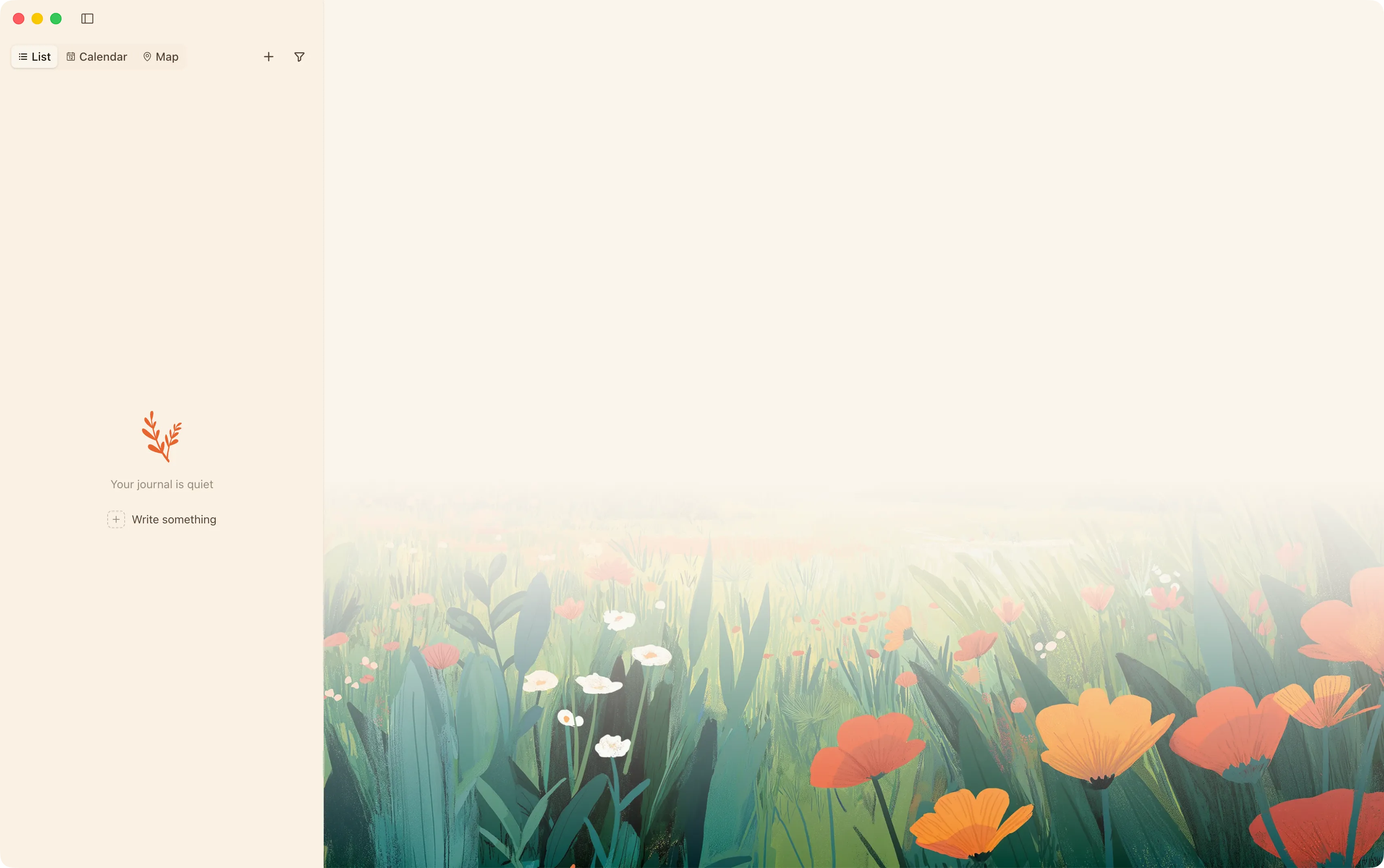 Cozy with the sidebar hidden for a wider writing area