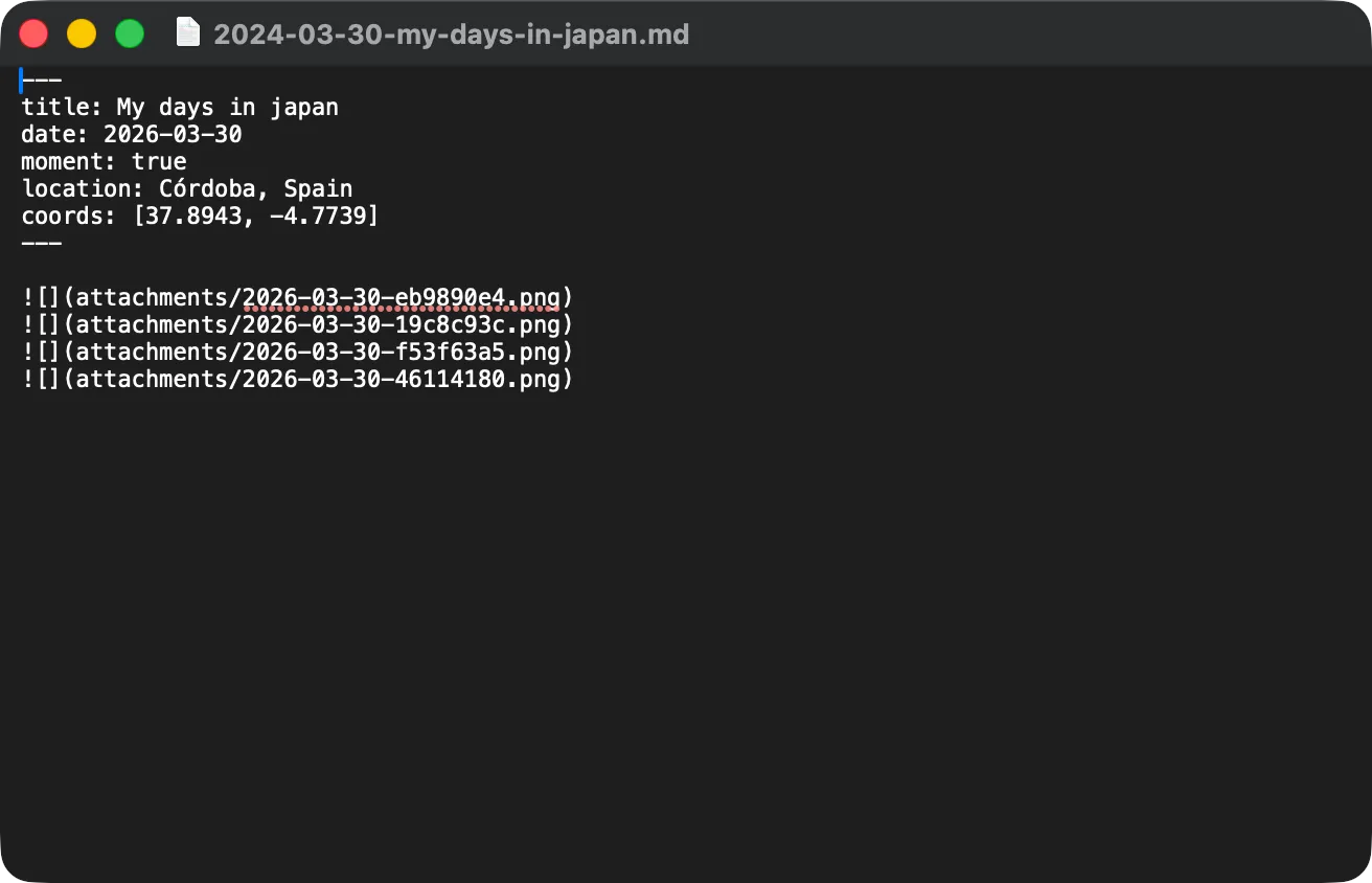 All entry data lives inside the file itself