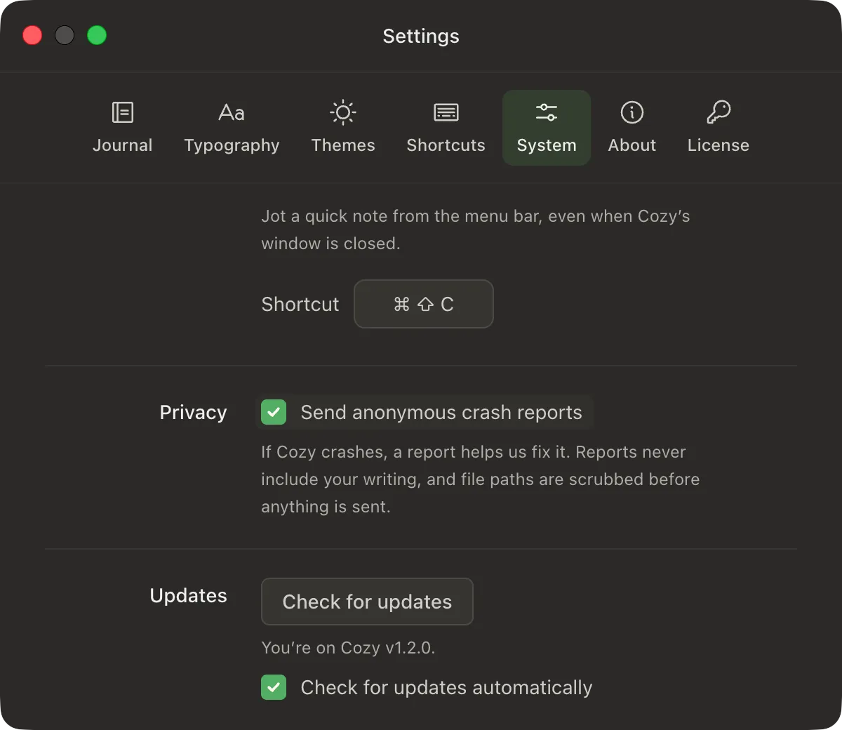 The new privacy options in Settings