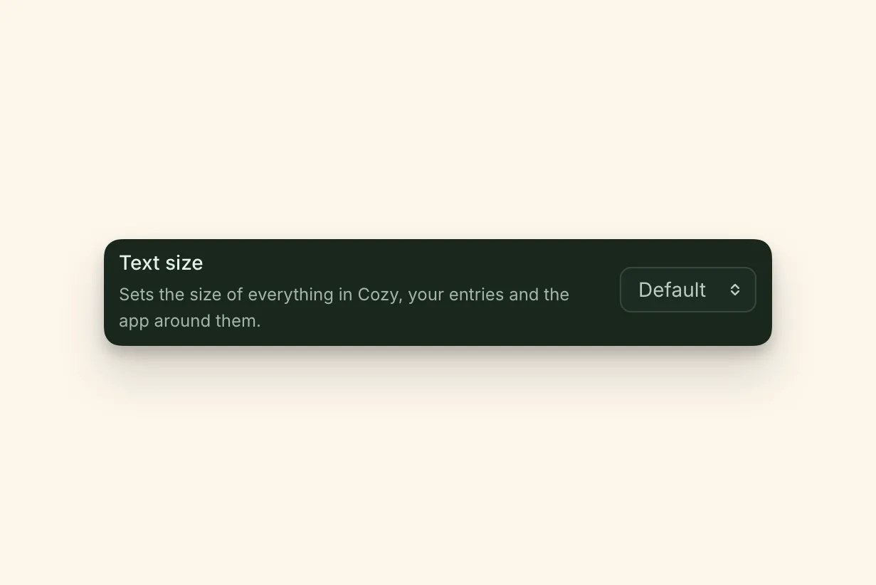 The five text size options in Settings, from Small to Largest